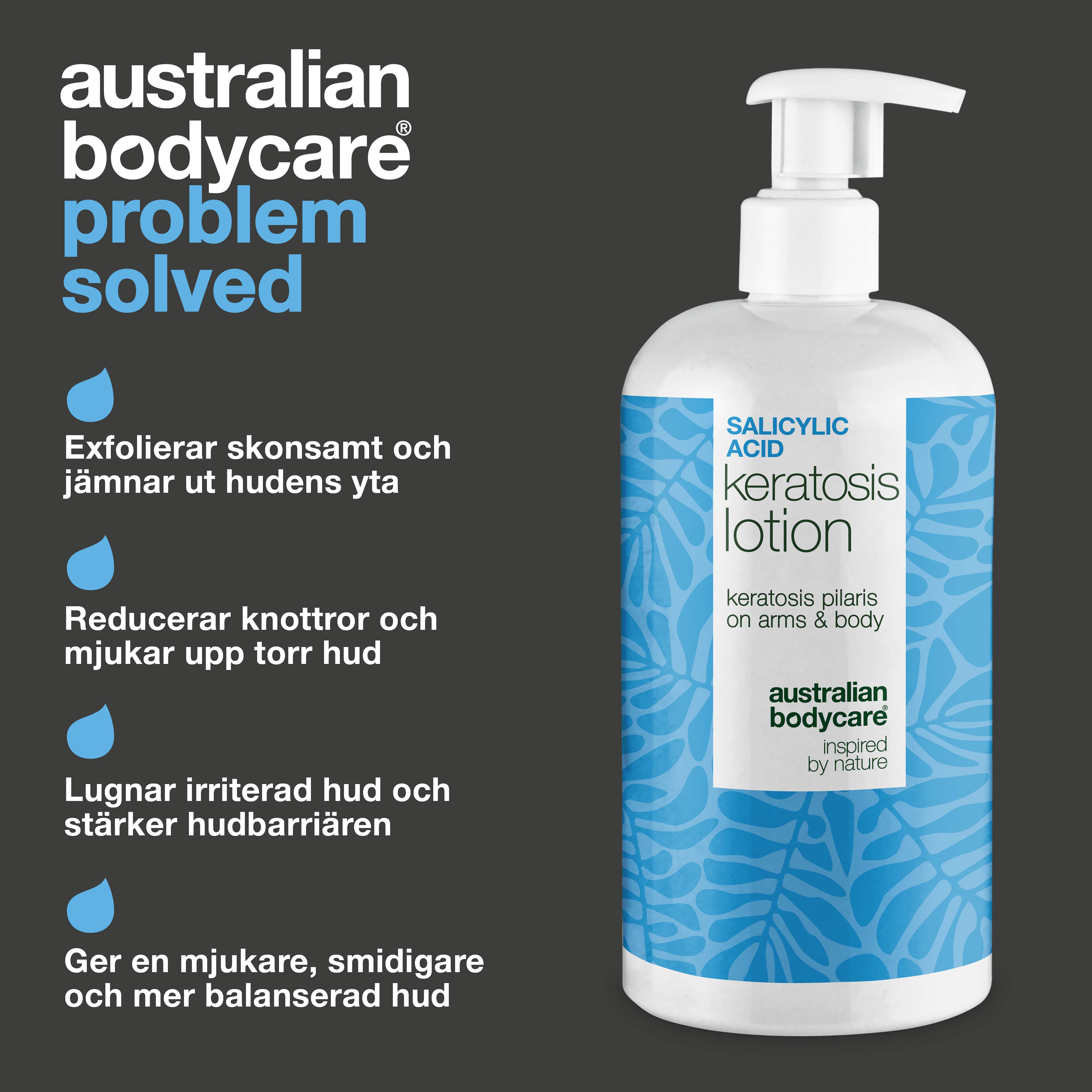 Body lotion mot keratosis pilaris och torr, knottrig hud — Body lotion mot keratosis pilaris. Jämnar ut med salicylsyra, niacinamid och zink. Perfekt för torr och ojämn hud.