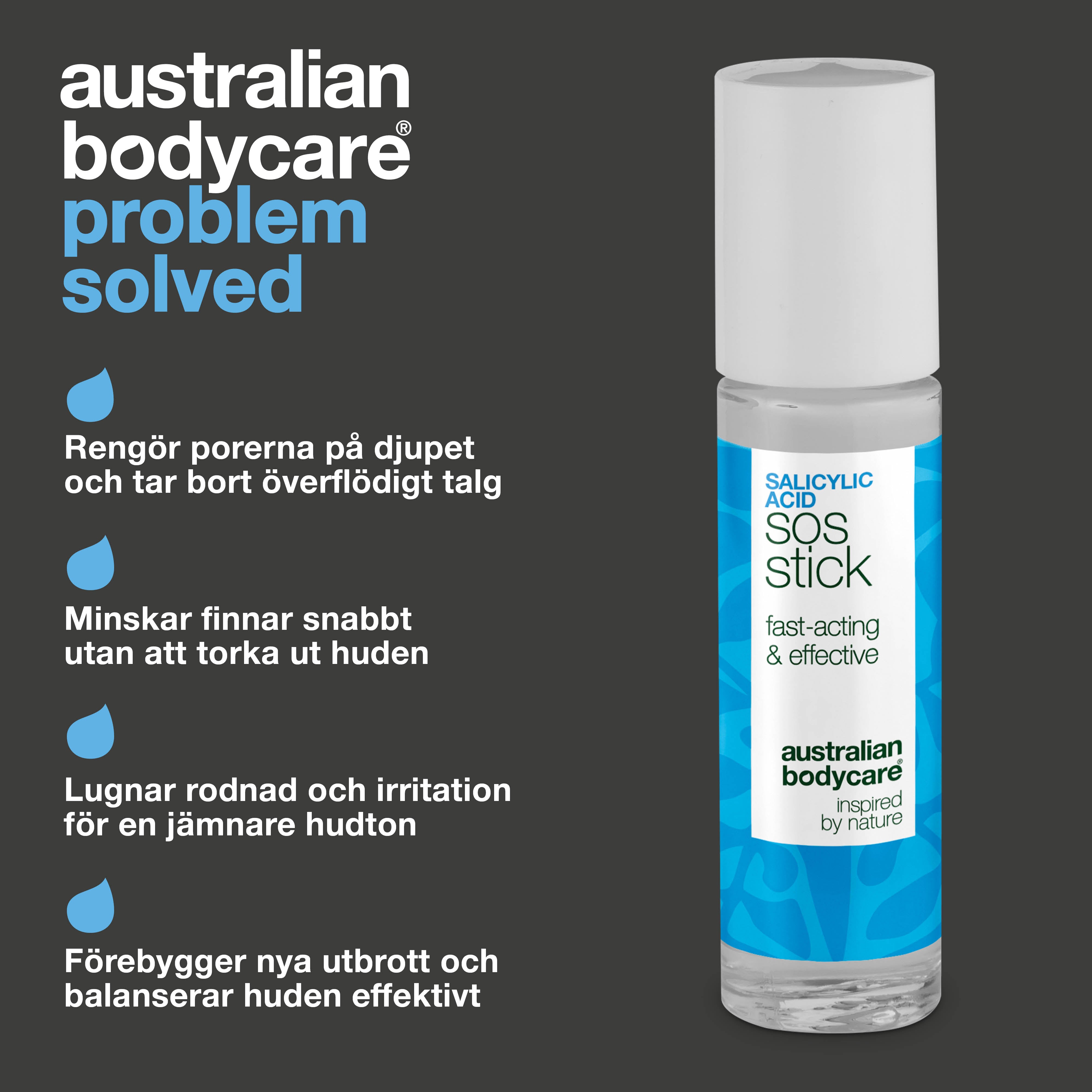 Salicylsyra SOS Stick mot finnar och rodnad – minskar tilltäppta porer och lugnar huden