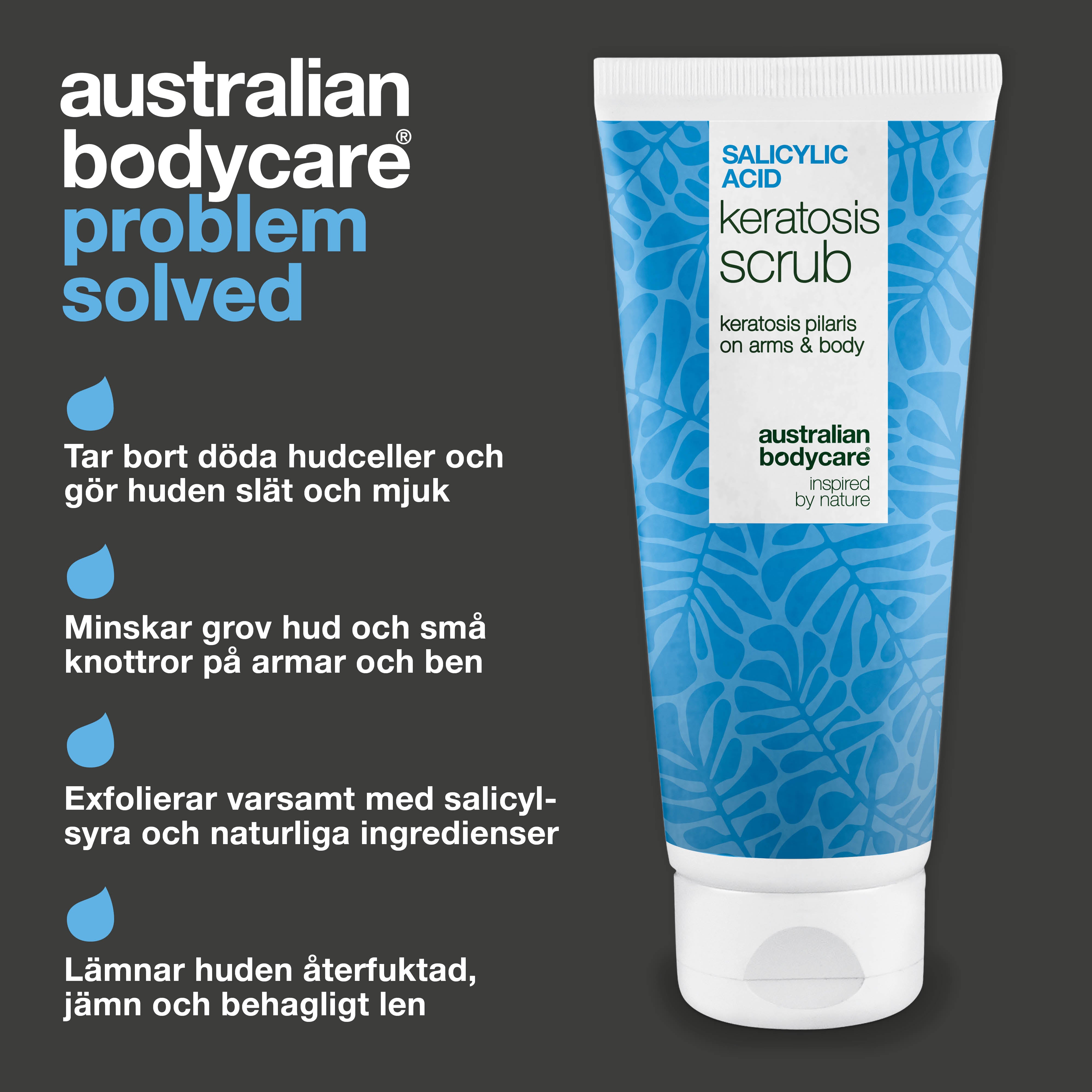 Keratosis Pilaris Body Scrub tar bort döda hudceller och jämnar ut huden. Innehåller salicylsyra, glykolsyra, allantoin och glycerin för slät hud.