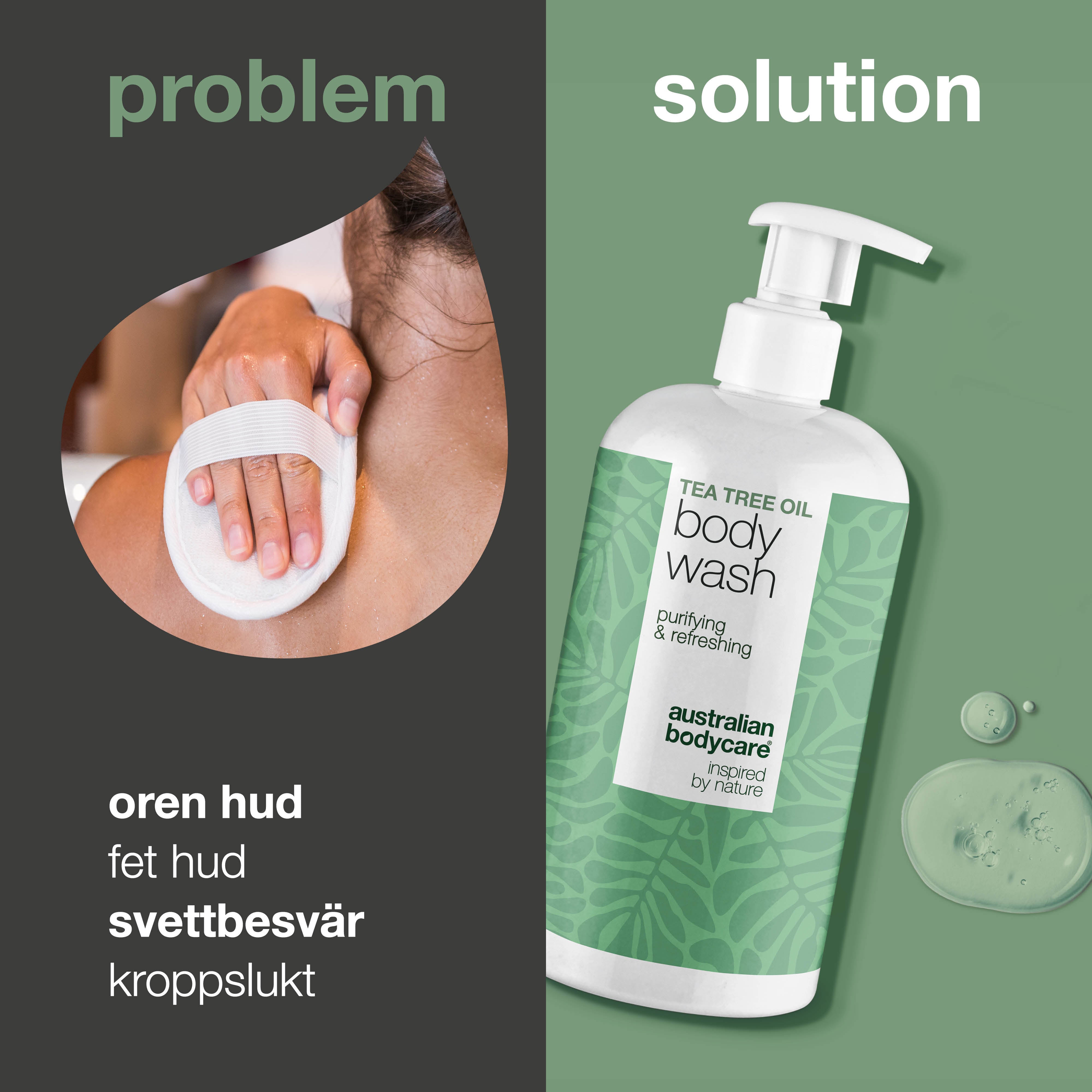 Tea Tree Body Wash mot finnar, kroppslukt och klåda – med Tea Tree Oil och Zinc PCA