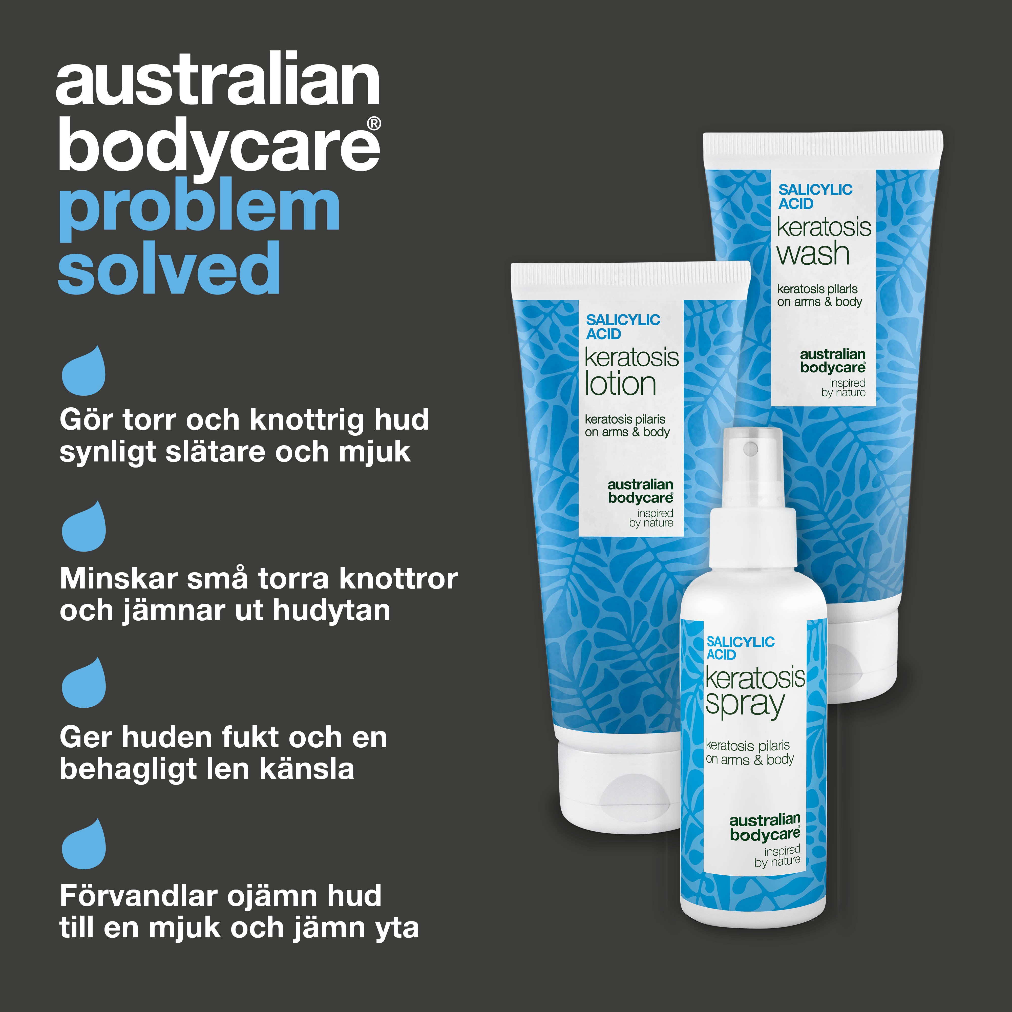 Paket mot Keratosis Pilaris – Jämnar ut knottrig hud — Paket mot Keratosis Pilaris gör torr och knottrig hud mjuk och slät. Perfekt för jordgubbshud och gåshud på armar, lår och kropp.