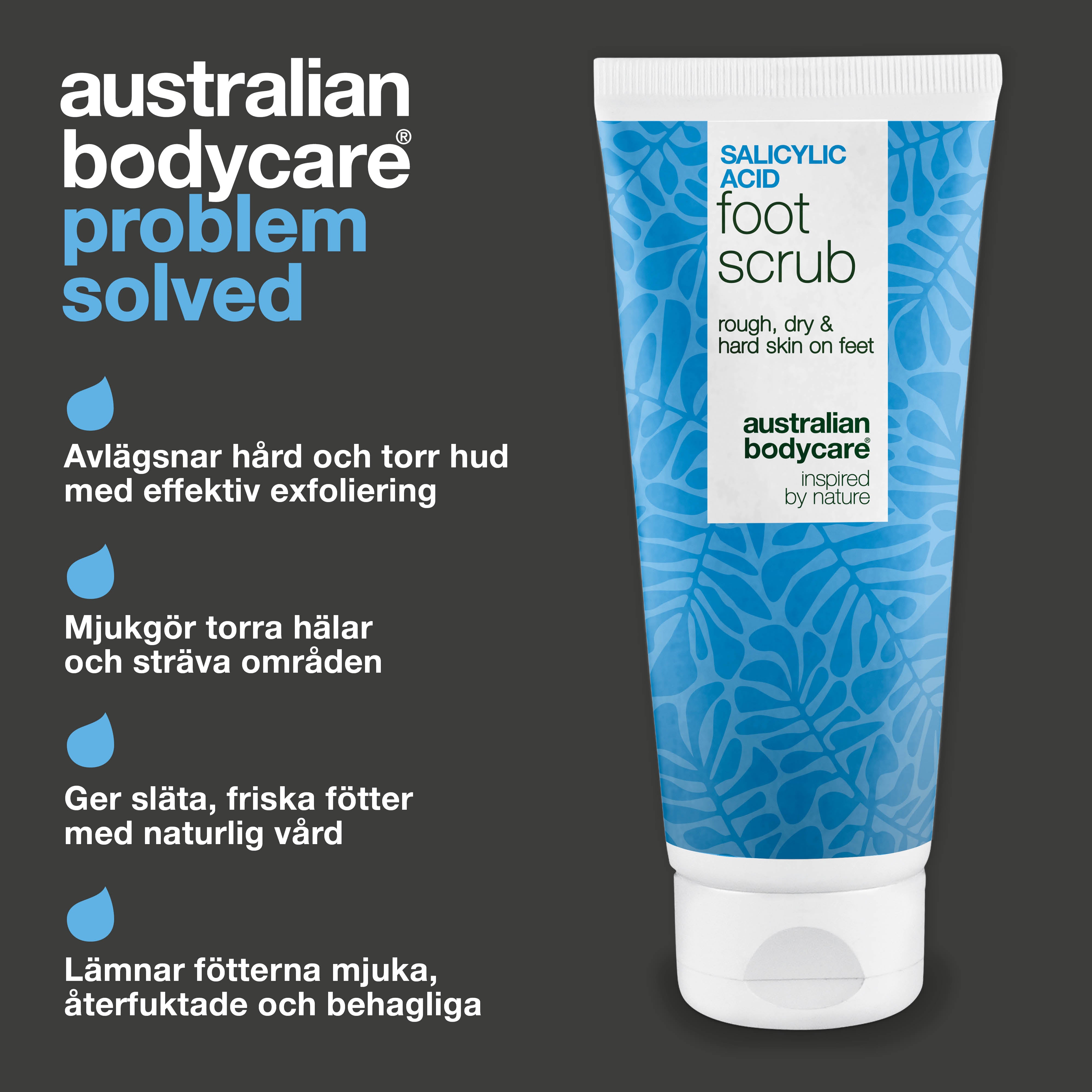 Exfolierande fotpeeling med salicylsyra mot hård, torr och sträv hud för mjuka fötter