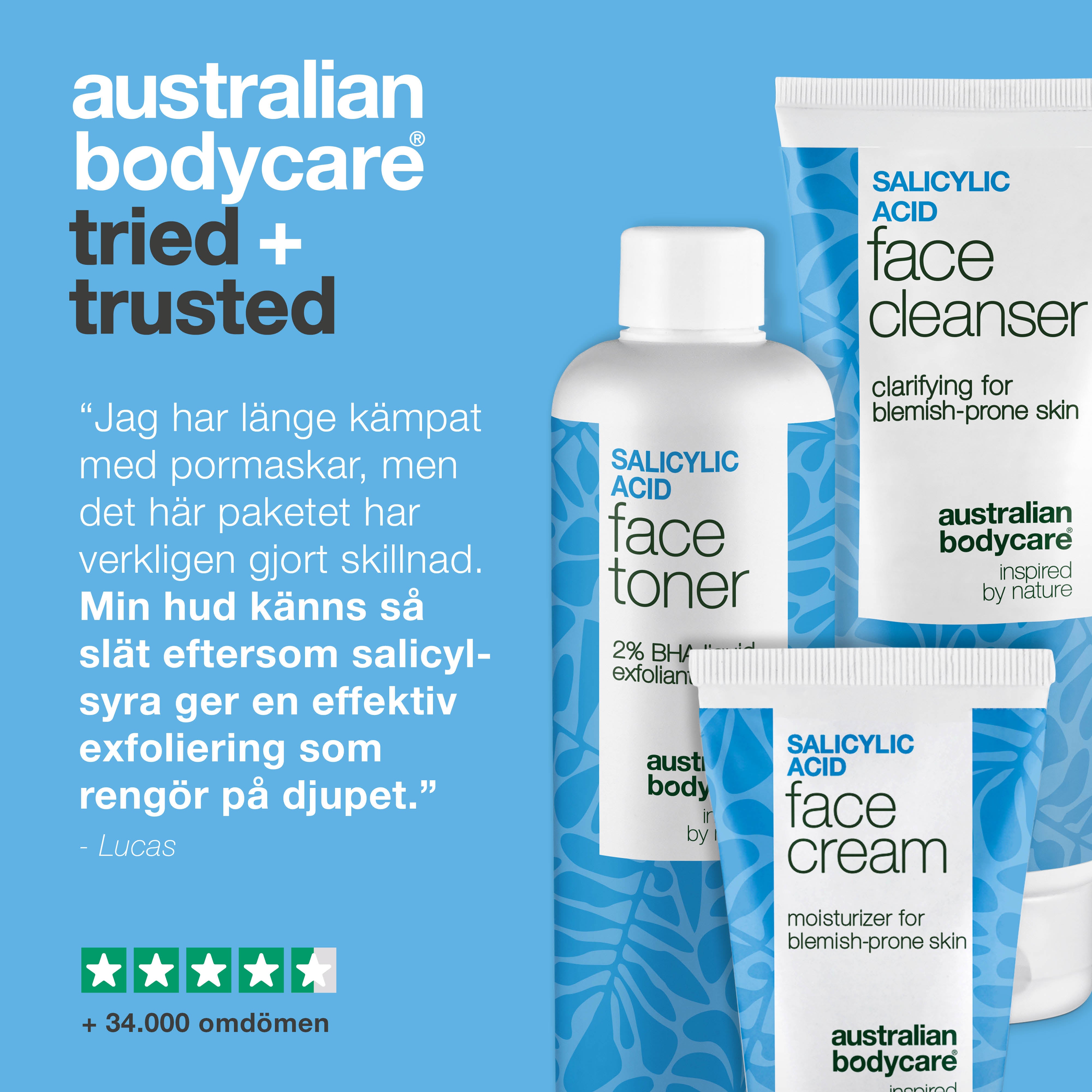 Paket mot pormaskar och tilltäppta porer med salicylsyra – djuprengörande rutin för slät hud