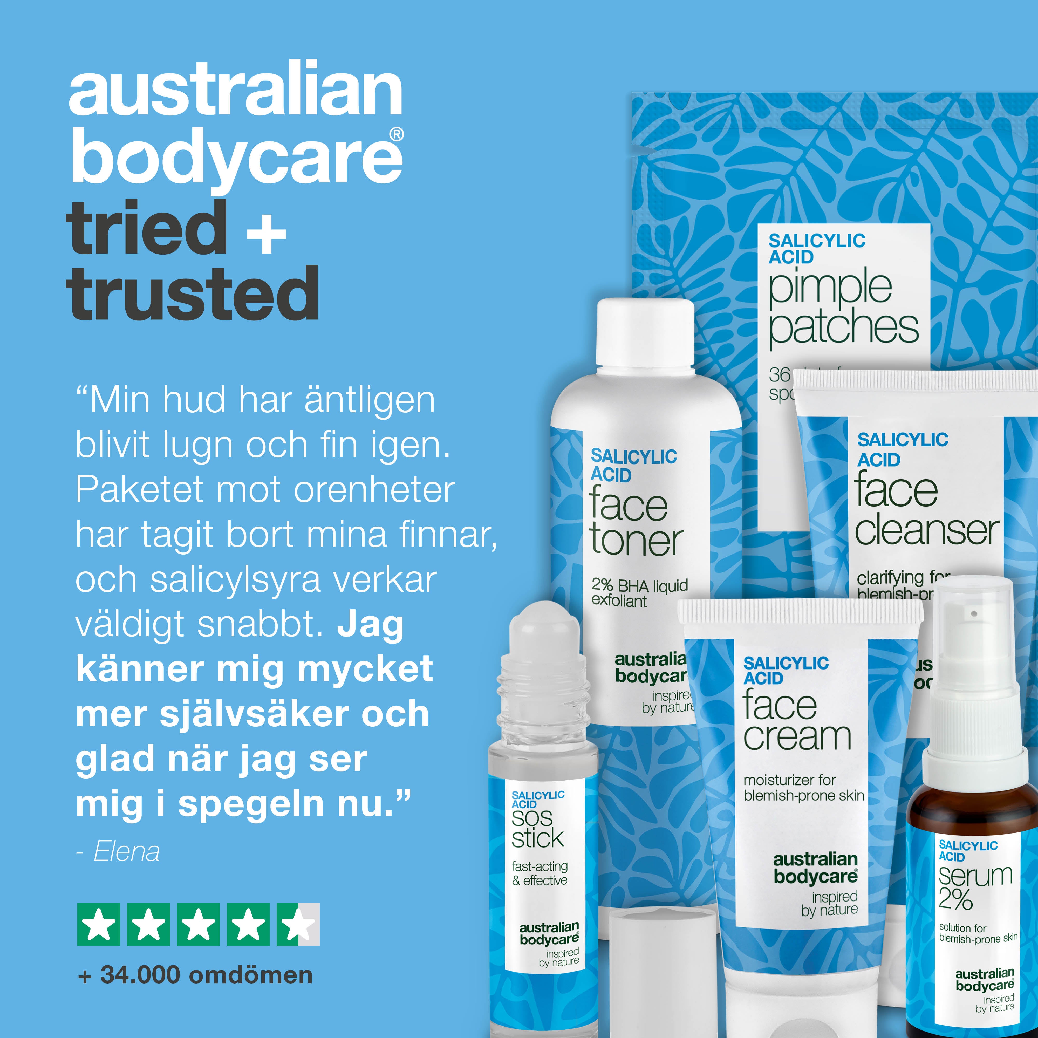 Paket mot finnar och oren hud med salicylsyra – rengör porerna, minskar rodnad och förebygger utbrott