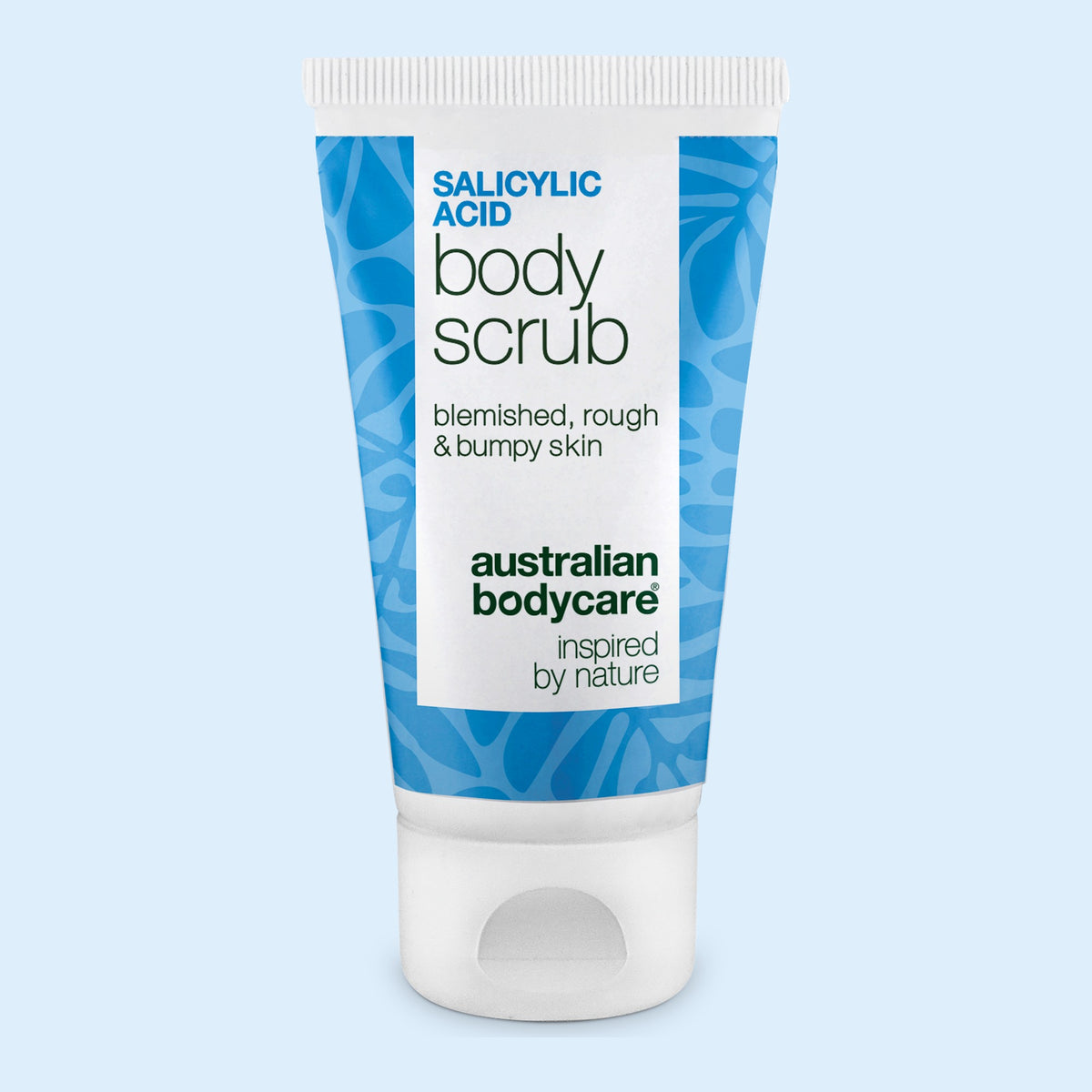 Salicylic Acid Body Scrub 50 ml från Australian Bodycare, blå och vit tub med klaff