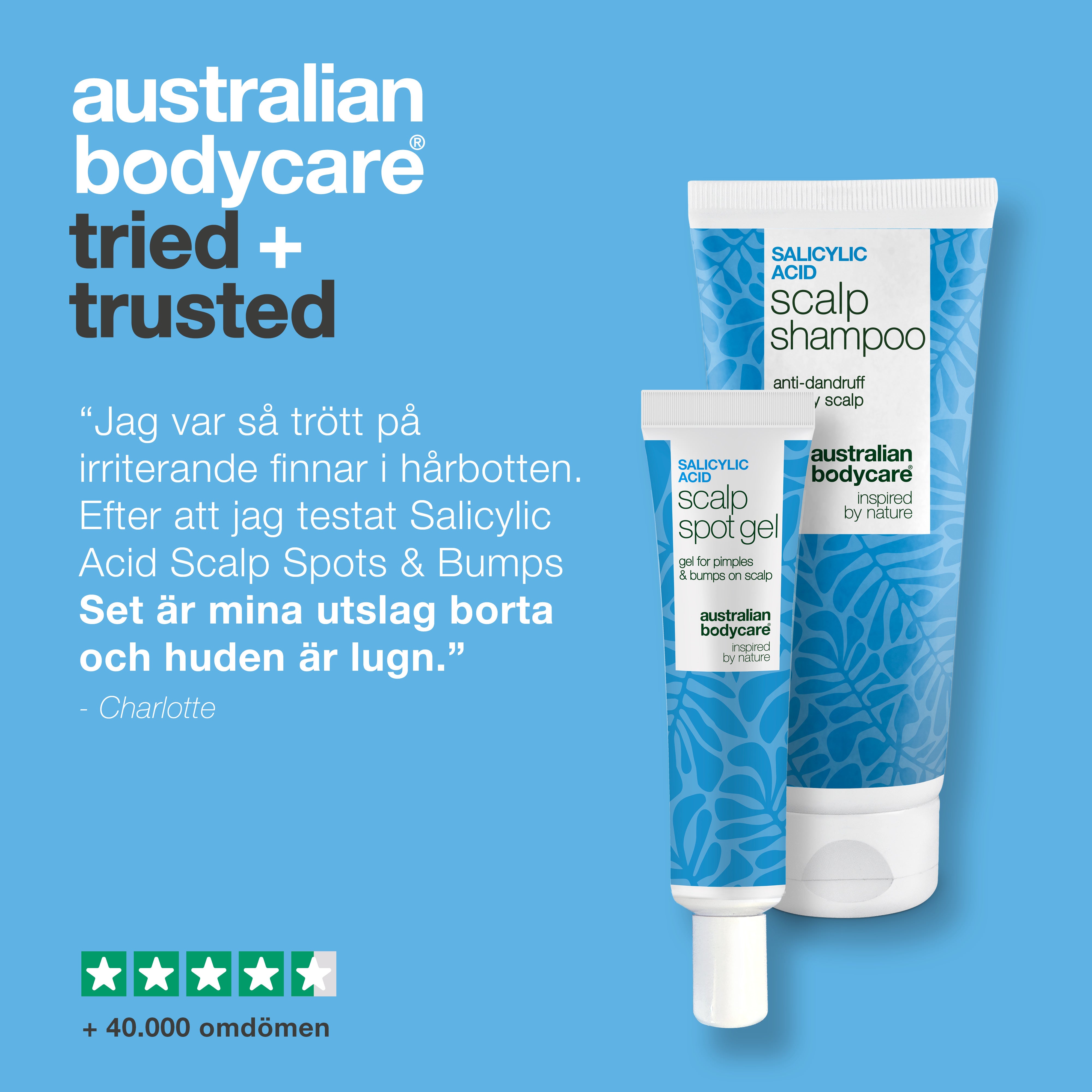Tried and trusted: kundrecension av paketet mot finnar i hårbotten – 4,5 stjärnor baserat på över 40 000 recensioner