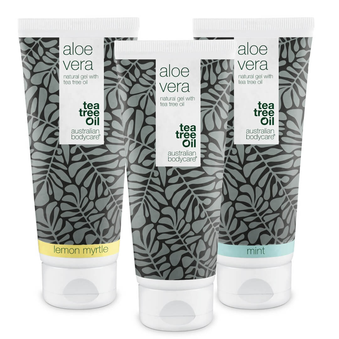 Tre Aloe Vera-geler  — paketerbjudande - Paketerbjudande med tre Aloe Vera-geler (200 ml): Tea Tree Oil, Lemon Myrtle & Mint