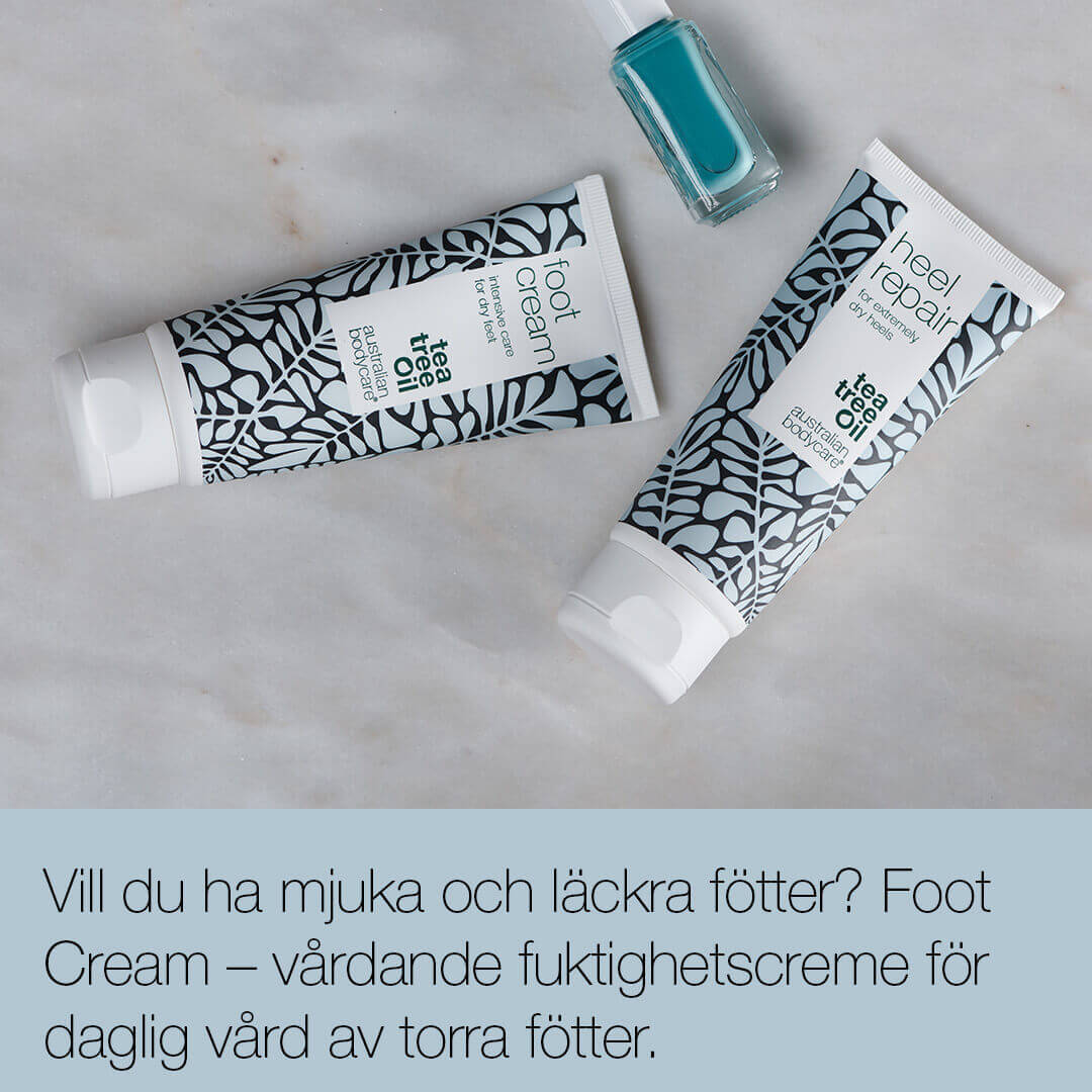 Fotkräm med 10% urea mot torra fötter — Vårdande fotcreme med 100 % naturlig Tea Tree Oil