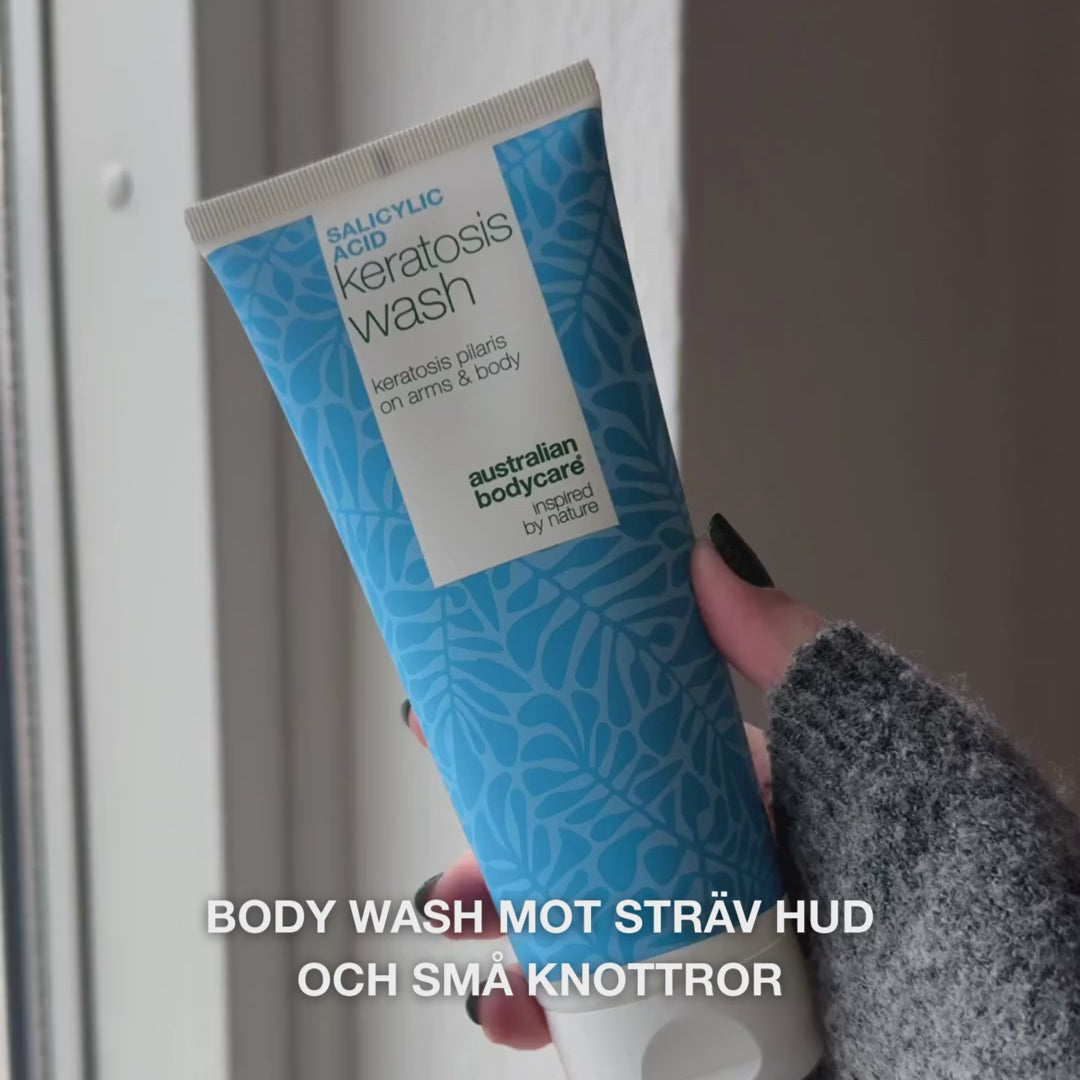 Keratosis Pilaris Body Wash mot keratosis pilaris, röda knottror och porer. Innehåller salicylsyra, niacinamid, zink PCA och vitamin E för slätare hud.