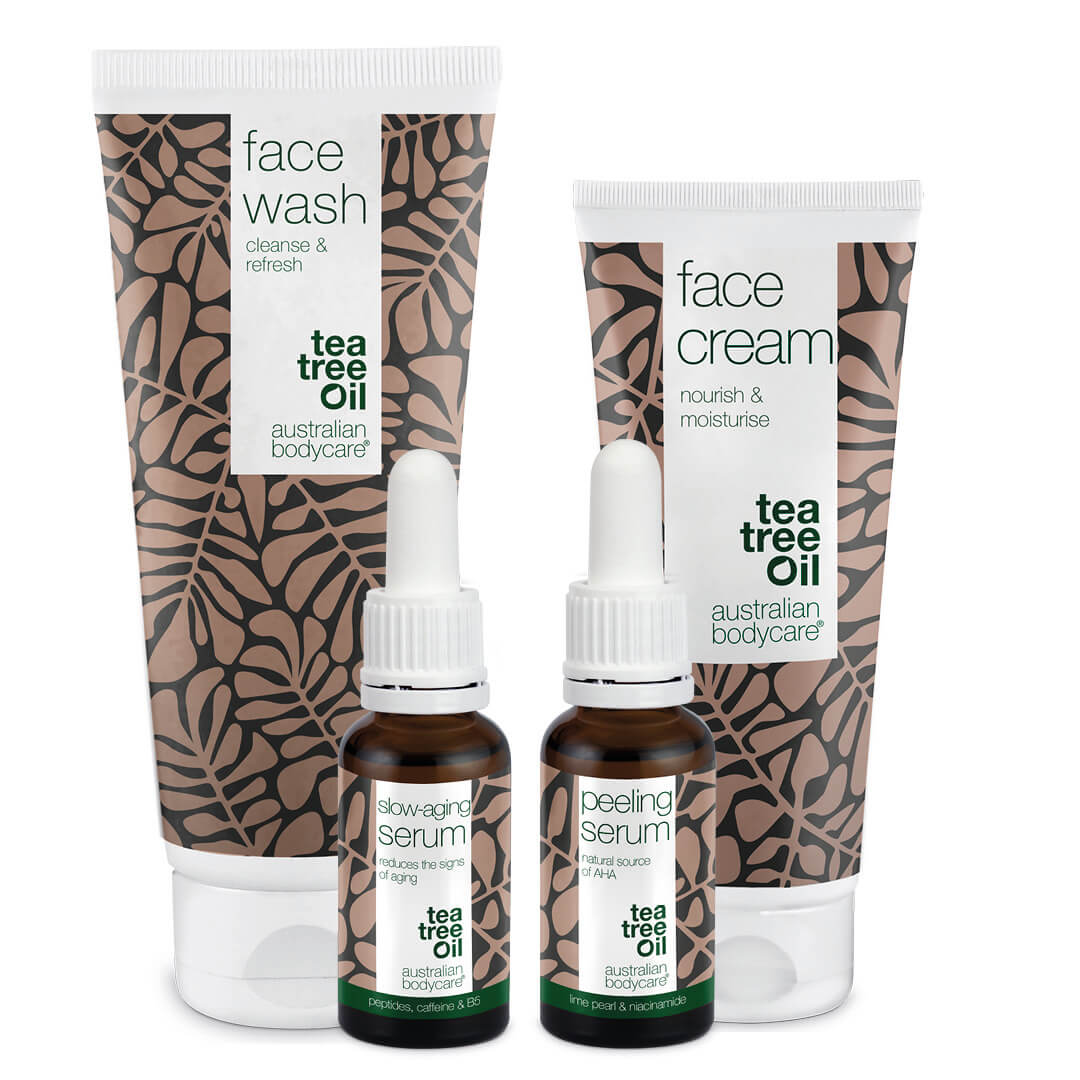 4–pack med anti aging–produkter för mogen hud (50+) - Anti-age Serum, Peeling Serum, rengöring och ansiktskräm mot rynkor