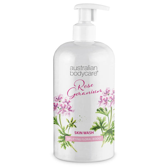 Professionell Rose Geranium Skin Wash - Djuprengörande professionell duschgel med Tea Tree Oil och Rose Geranium