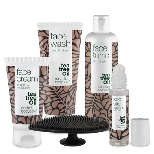 Ansiktspaket med ansiktsborste - 5–pack för daglig rengöring av oren hud med finnar