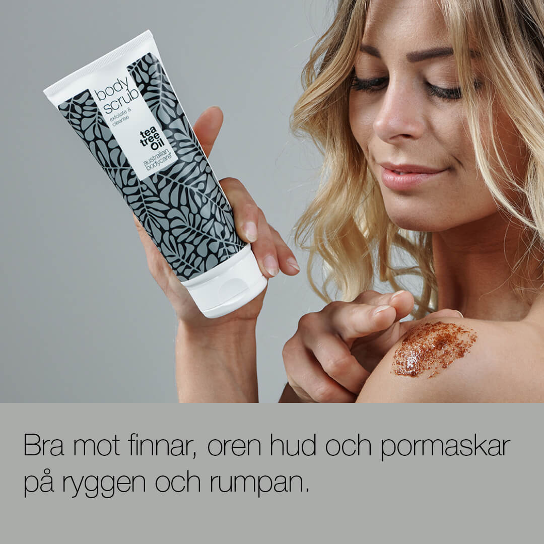 Body Scrub / Kroppsskrubb: Peeling för kroppen — Djuprengörande kroppsskrubb med 100 % naturlig Tea Tree Oil