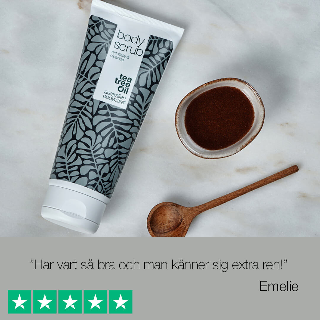 Body Scrub / Kroppsskrubb: Peeling för kroppen — Djuprengörande kroppsskrubb med 100 % naturlig Tea Tree Oil