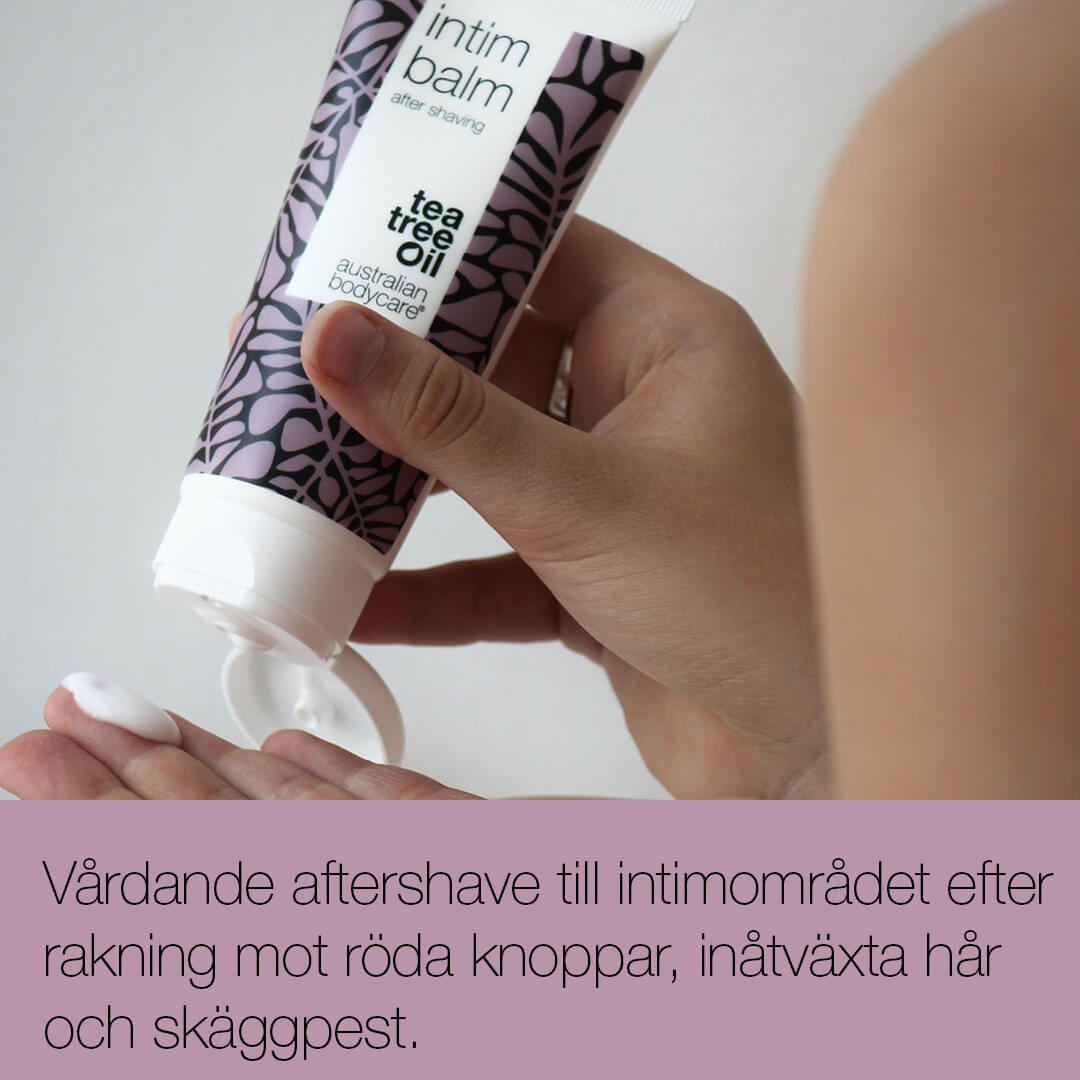 Intim Aftershave — Aftershave mot röda prickar efter intimrakning, inåtväxta hår och utslag efter rakning av könshår