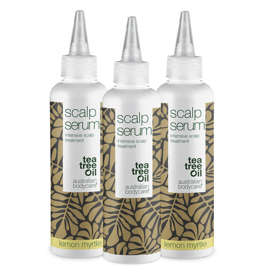3 Scalp Serum hårbottenkur — paketerbjudande - Paketerbjudande med tre 150 ml hårbottenkurer: Tea Tree Oil, Lemon Myrtle & Mint