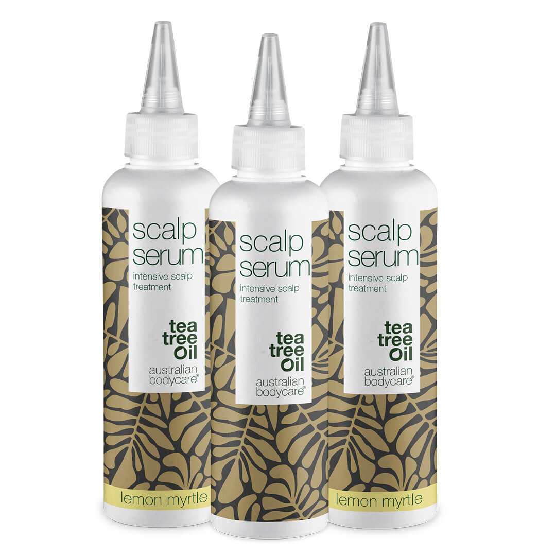 3 Scalp Serum hårbottenkur - paketerbjudande — Paketerbjudande med tre 150 ml hårbottenkurer: Tea Tree Oil, Lemon Myrtle & Mint