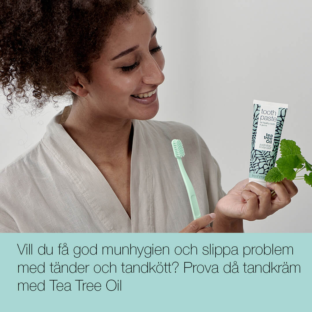 Tea Tree Oil Tandkräm —  för god munhygien och vård vid parodontit